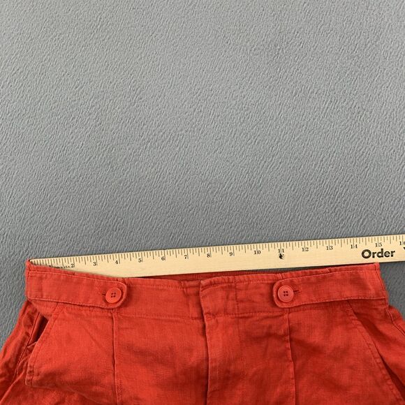 Madewell Shorts Womens 6 Red 100% Linen Button Tab Waist Zip Fly Back Welt - Picture 13 of 14